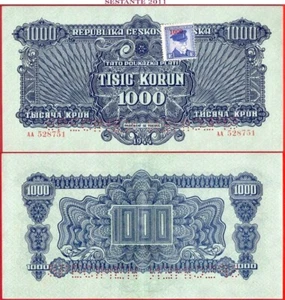 TSCHECHOSLOWAKEI 1000 KORUN 1944 EXEMPLAR P 57 AU/UNC kostenloser Versand ab 100$ - Bild 1 von 3