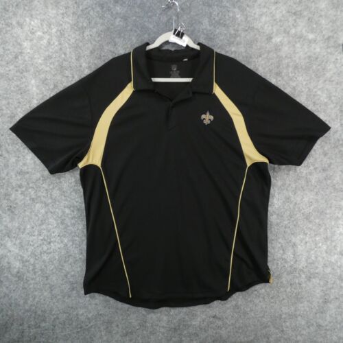 NFL New Orleans Saints Polo Shirt Mens Extra Large NFL Apparel Black Gold