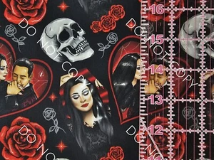 Custom 100% Cotton Woven Fabric Gomez And Morticia Tv Show By The 1/4 Yard 9x56 - Picture 1 of 2