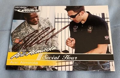 ARIC ALMIROLA **AUTOGRAPHED** 2008 #01 US ARMY PRESS PASS SPEEDWAY CARD - Image 1 of 2
