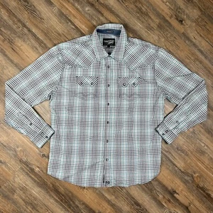 Moonshine Spirit Pearl Snap Western Shirt Men's XL White Blue Plaid Brad Paisley - Picture 1 of 15