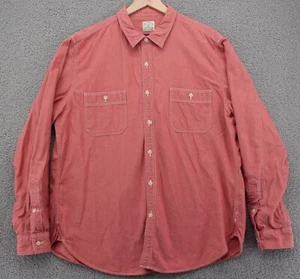 J Crew Chambrary Hemd Herren XL rosa rot Langarm Kinnriemen Workwear Band - Bild 1 von 9