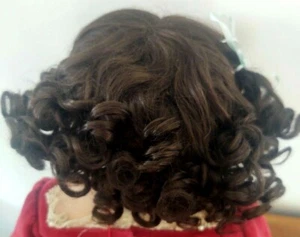 SIZE 7 DARK BROWN PAIGE ANTIQUE MODERN DOLL WIGS SYNTHETIC MOHAIR - Picture 1 of 3