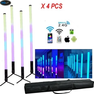 4pcs 360 Tube IP65 Wireless Battery Pixel Tube Light +Carry Bag event dj stage - Picture 1 of 20