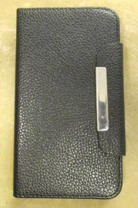 BLACK LEATHER MAGNETIC CLASP WALLET PHONE CASE PHONE CASE 6" UNMARKED - Picture 1 of 4