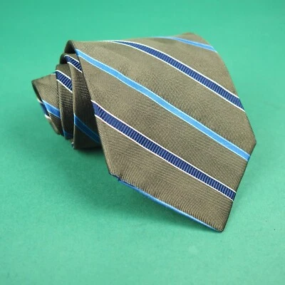 Corbata de seda a rayas verdes DANIEL CREMIEUX HECHA A MANO EE. UU. LEER Foto 1 de 4