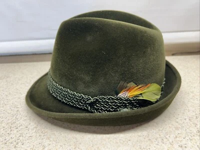 De colección Dobbs Royal Coachman Fedora 6 3/4 Terciopelo Verde Foto 1 de 4