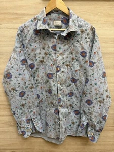 Stenstroms Blue Floral Fitted Body Shirt Mens Size 17.75 45 - Picture 1 of 9