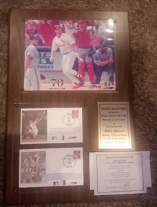 1998 Mark McGwire 70th Home Run Photograph Commemorative Plaque With COA - Picture 1 of 3