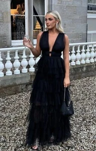 True Decadence Womens Black Maxi Dress V-Neck RRP £135 - Picture 1 of 21