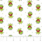 Disney Muppets Collection Kermit the Frog White Cotton Quilting Fabric 1/2 YARD