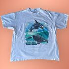 Vintage 90s White Sea World Killer Whales Big Graphic Animal T-Shirt Size 2XL