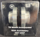 Lucite Paperweight With Metal Fitting TB WOODS INC.150th Anniversary 1857-2007 