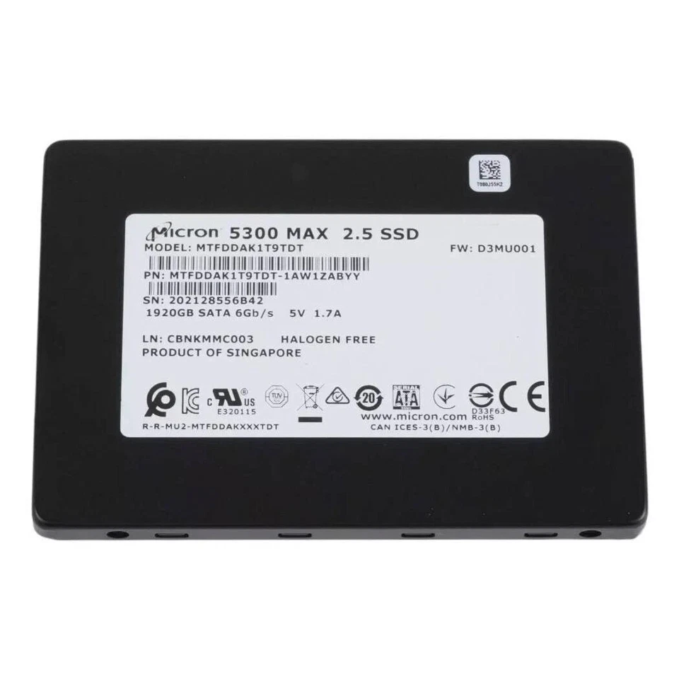 Micron 5300 MAX 1.92TB SSD SATA 6Gb/s Solid State Drive MTFDDAK1T9TDT-1AW1ZABYY - Bild 1 von 1