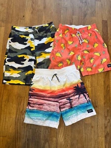 ABERCROMBIE KIDS SWIM TRUNKS CAMO SUNSET TACOS SZ 13/14 SET OF 3 - Picture 1 of 5