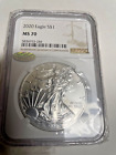 2020 $1 SILVER AMERICAN EAGLE NGC MS-70 BROWN LABEL