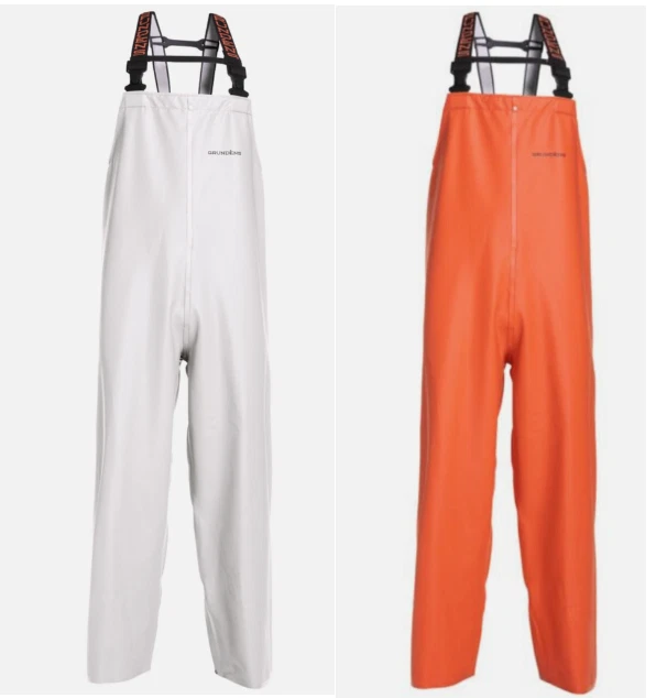 Брюки-комбинезон Grundens Clipper 116 для коммерческой рыбалки белые оранжевые - Изображение 1 из 1