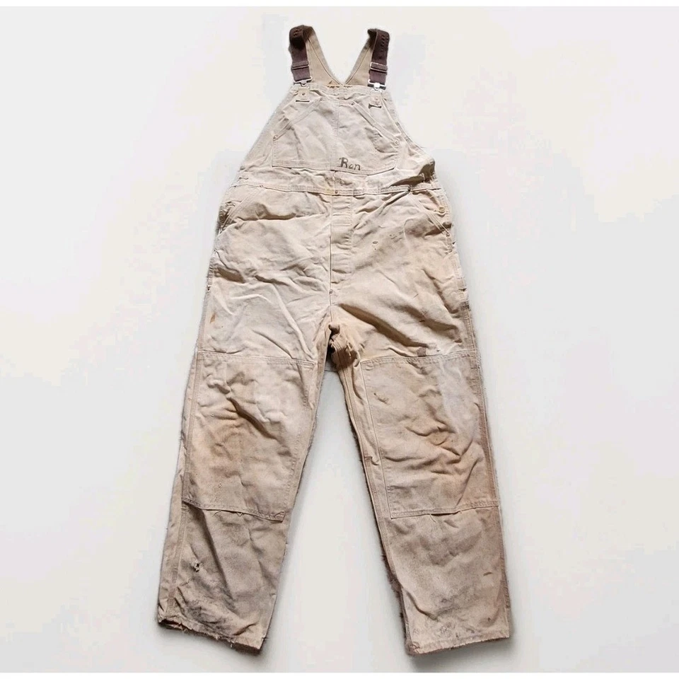 Mono Carhartt vintage años 70 para hombre 44x30 bronceado trabajo caza doble rodilla baberos granja Foto 1 de 4