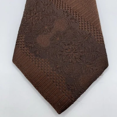 "Corbata vintage texturizada de poliéster MCM marrón floral tejida hecha en EE. UU. 55" X 4,25""" Foto 1 de 4