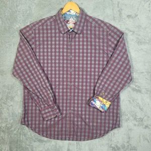 Robert Graham Shirt Mens 2XL Purple Blue Plaid Classic Fit Cotton Graphic Cuffs - Picture 1 of 10
