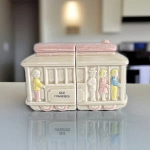 Vintage San Francisco Trolley Car Souvenir Salt & Pepper Set SNCO Imports  - Picture 1 of 9
