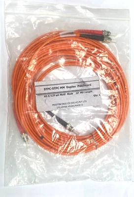 ST/PC Duplex Multi-Mode Fiber Optic Patch Cord, 62.5/125 um, 10 Meter (OM1) - Image 1 of 4
