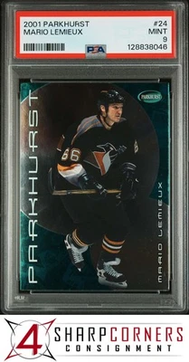 2001 PARKHURST #24 MARIO LEMIEUX PENGUINS HOF POP 4 PSA 9 - Image 1 of 3