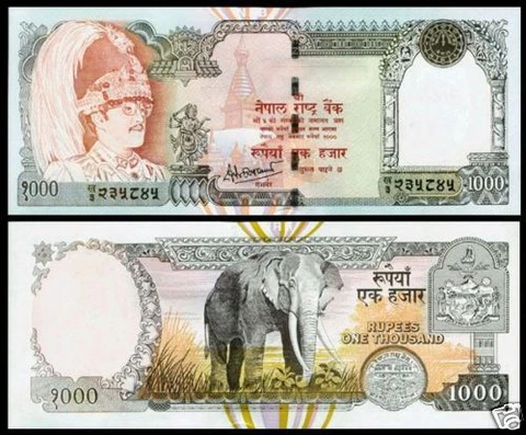 Nepal 2000 Rs 1000 Enlarged King Birendra Multicolor Banknote P-44a Sign-14 UNC Cover