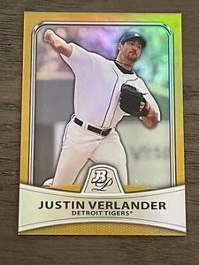 2010 Bowman Platinum Gold Refractor Justin Verlander #51 Detroit Tigers /539 - Picture 1 of 2