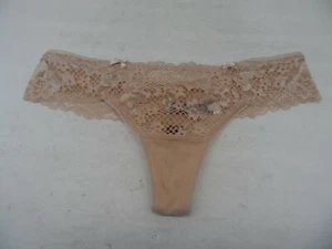 Adore Me Women's Lace Risque See Through Thong Panties 07908 Beige Medium - Picture 1 of 3