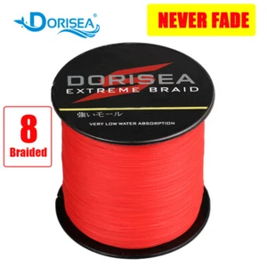Dorisea 4/8 Strands 100M-2000M PE NEVER Fade Red Dynema Braided Fishing Line - Picture 1 of 11