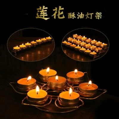 Candelabro de aleación de loto mantequilla lámpara candelabro chapado en oro suministros budistas Foto 1 de 3