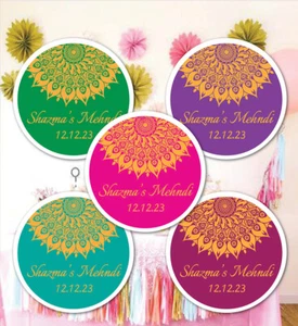 35 pegatinas brillantes personalizadas para boda MEHNDI DHOLKI HENNA etiquetas brillo - Imagen 1 de 7