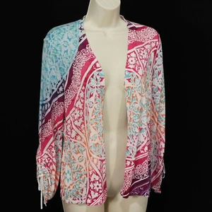 Chico's Womens Open Front Cardigan Sweater sz 1 S M Colorful Floral Lightweight - Picture 1 of 11