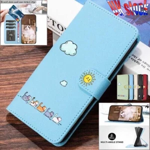 Flip Case Cute Leather Wallet Cover For iPhone 16 16e 15 14 13 12 11 Pro XS MAX - Picture 1 of 53