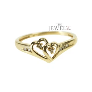 14K Gold 0.08 CT VS/F-G Diamond Heart Design Wedding Ring - The Jewelz - Picture 1 of 4