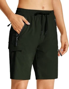 Women's Hiking Cargo Shorts 8.5" Quick Dry Shorts Lightweight Army Green 2XL - Picture 1 of 6