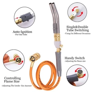 MAPP Torch Twin Tubes 1.5m Hose For Brazing Soldering Welding HVAC Gas Torch - Picture 1 of 14