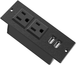 Desktop Power Grommet Socket with 2 AC Outlets & 2 USB Ports - Picture 1 of 10