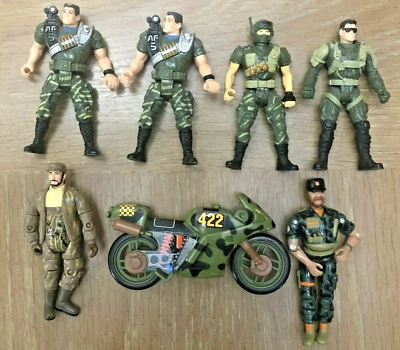 Military Action Figures Soldiers 4" Camouflage Motorcycle 1990's Y2K Toy Lot 6x - Image 1 of 4