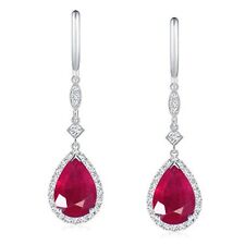 4.45Ct 100% Natural Burmese Red Ruby IGI Certified Diamond Earrings In 14KT Gold