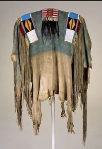 Handmade Buckskin Suede War Shirt Regalia w/ Fringe & Beaded Detail Powwow NS159 - Picture 1 of 3