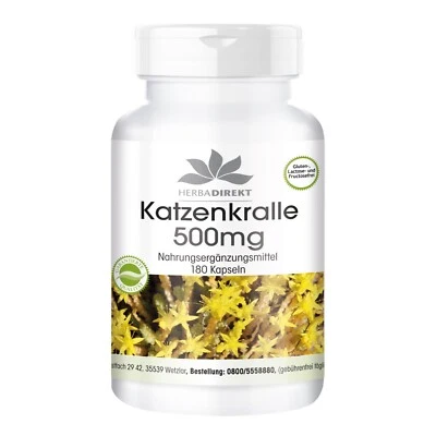 Katzenkralle 500mg - 180 Kapseln Großpackung für 3 Monate, vegan | herba direkt