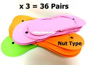 36 Pairs ( 72 pcs ) Disposable Spa Pedicure foam slippers / Nut Type - Picture 1 of 1
