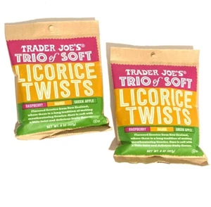 2 PACK TRADER JOE'S TRIO OF SOFT LICORICE TWISTS CANDY 8 OZ/BAG. FRESH! SEALED! - Picture 1 of 5