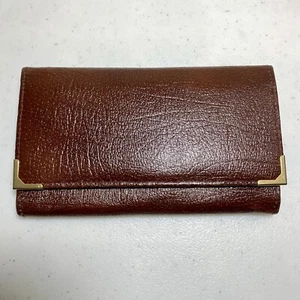 Vintage Victory Damen Leder Geldbörse Braun Strukturiert Reißverschluss Druckknopf Kiss Lock - Bild 1 von 15