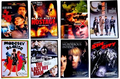 Action & Crime Thriller DVD Lot of 8 DVD's - Sin City - Hostage - Tokyo Raiders Foto 1 de 4