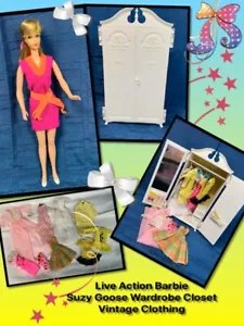 VINTAGE TNT BARBIE & SUZY GOOSE KLEIDERSCHRANK SCHRANK & VINTAGE KLEIDUNG - Bild 1 von 24