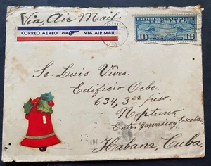 Puerto Rico, ca 1940er Jahre, Luftpost Gütesiegelbrief XMAS, Ponce-Habana, Fam. Vives, - Bild 1 von 7