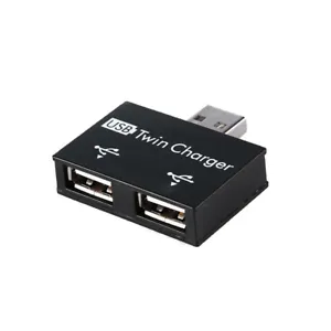 USB2.0 Male to Twin Charger Dual 2 Port USB Splitter Hub Adapter Converter - Picture 1 of 5